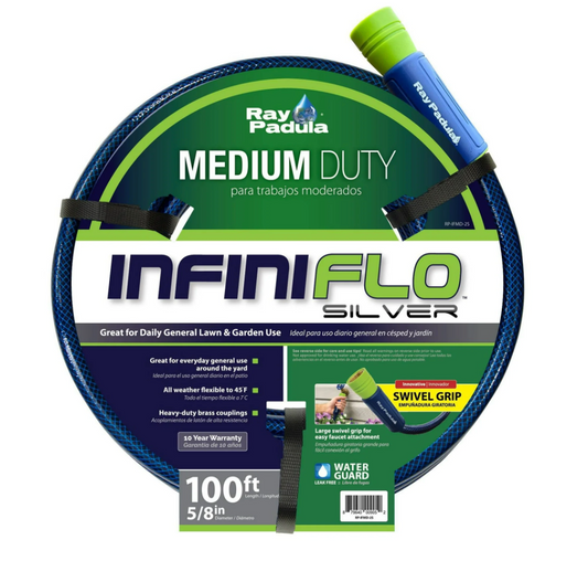 RAY PADULA InfiniFlo 100ft Silver Medium Duty Garden Hose