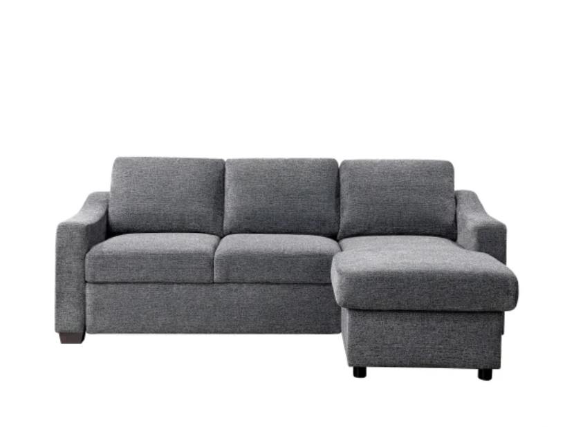 Coddle Aria Fabric Sleeper Sofa with Reversible Chaise and Storage, Gray